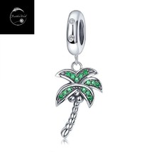 Palm Tree Dangle Charm Genuine Sterling Silver 925 For Bracelets Holiday Travel - $19.85