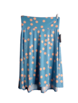 LuLaRoe Azure A-Line Knee Length Skirt Blue Peach Polka Dot Size Large New - $18.81