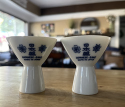 Vintage Porcelain Footed Japanese Sake Shot Cup, Lot Of 2, Made In Japan - £9.03 GBP