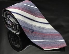 Giorgio Sant Angelo Vintage Silk Gray Pink Red White Blue Striped Mens Neck Tie - £8.91 GBP