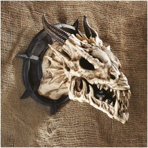 Large Chained Horned Dragon Skull Wall Trophy Decor Saint George Slain Dragon - £63.79 GBP