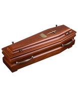 Beautiful white  solid wood  casket with gold cross  and handles Adult C... - $2,579.80 MXN