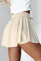 Beige Drawstring Elastic Waistband Lined Tennis Skorts - $231.71 MXN