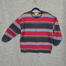 The Limited Womens Sweater Medium Multicolor Striped Round Neck Button 1... - £11.52 GBP