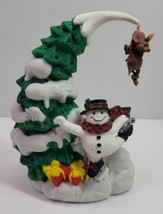 Vtg Snowden And Friends Tea Light Ceramic Figurine Christmas Tree Snowman Xmas - £22.72 GBP