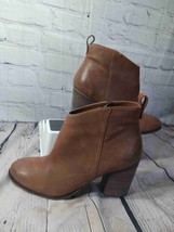 BP Lance Lea Leather Ankle Boots Booties Block Heel Side Zip Womens 10M Y2K - $15.84