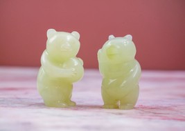Miniature Green Jade Stone Animal Cavred Figurine Statue - Set Bear and ... - $49.50