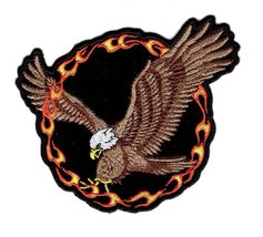 Ring of Fire Eagle Iron on Sew on Biker Patch by Miltacusa - £6.38 GBP