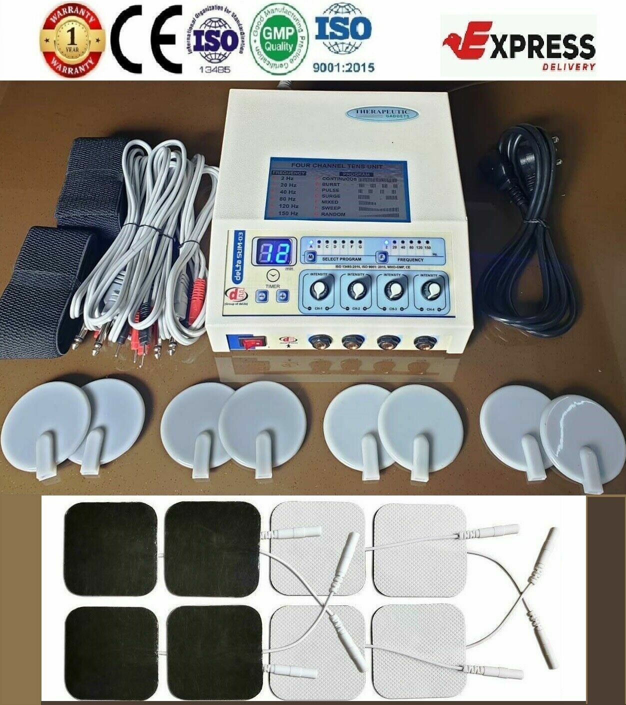 Electrotherapy 4 Ch Pulse Massager With Carbon &amp; Sticky Pads Multi Thera... - $97.02