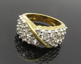 925 Sterling Silver - Topaz Shiny Gold Plated 2 Tone Band Ring Sz 6.5 - RG18689 - £30.84 GBP