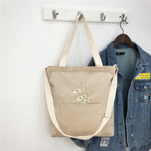 Women&#39;s Corduroy Shoulder Messenger Bag Canvas Ladies Casual Totes Shopping Bags - £18.69 GBP