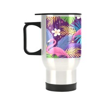 Insulated Stainless Steel Travel Mug - Commuters Cup - Purple Flamingos ... - £11.79 GBP
