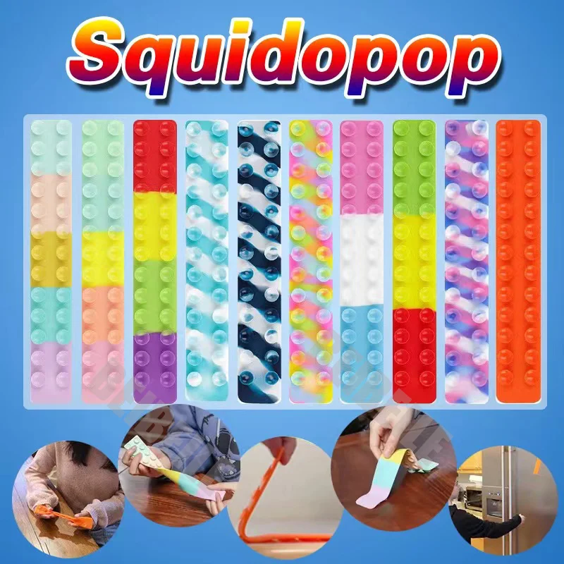 Play Suction Cup Squidopop Fidget Toy Square Pat Silicone Sheet Play Stress Reli - £23.18 GBP