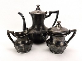 Poole Silver Victorian 4-Piece Tea Set, #2952, Web Pattern, Silverplate,... - $83.25