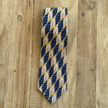 Nino Cerruti Tie Handmade Usa Crepe Silk Vintage 60/70’s New Blue Gold 4” X 56” - £30.33 GBP