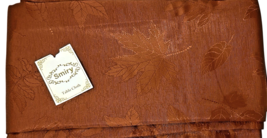 Autumn Leaves Fabric Jacquard Damask Thanksgiving Tablecloth RUST 60 x 84 Inch image 2