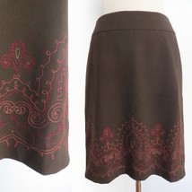 Ann Taylor LOFT Petites size 4P brown ornate paisley embroidery stitch s... - £5.41 GBP