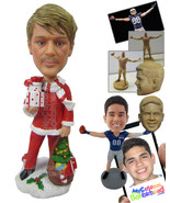 Personalized Bobblehead Stylish Fella Wearing Santa Claus Dress With Chr... - $91.00