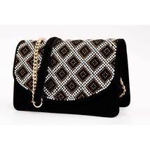 The Nampula Black Glitter Suede Leather Handbag image 3