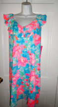 NWT LILLY PULITZER SURF BLUE LUSCIOUS LIONS ALESSA SWING DRESS XL - $58.49