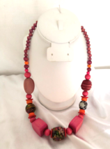 Women&#39;s Statement Necklace Boho Tropical Island Casual Multicolor Chunky Beads - £15.03 GBP