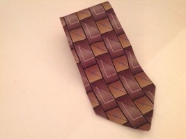 Necktie Tie Stafford  Brown Bronze Geometric Pattern Silk 58&quot; - £7.00 GBP