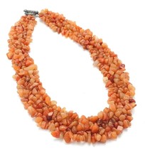 Multi Semi Precious Stone Apricot Agate Chip Choker Collar Necklace Toggle Clasp - £28.38 GBP