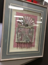 Hand Made Paper 3 Dimensional Mixed Media Art Pinks Gold Grays Signed G. Lanoue - £89.02 GBP