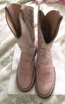 Pretty Justin Pink/White Cowgirl Western Leather Boots Size 6 1/2 M As Is - £27.91 GBP