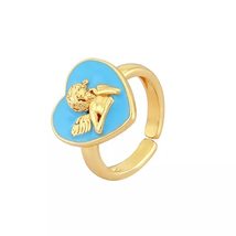 Colorful Enamel Ring for Women Cute Angel Enamel Rings Trendy Preppy Jewelry (go - £19.63 GBP