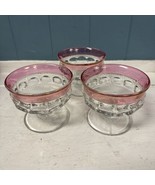 3 Vtg King’s Crown by Tiffin Glass Thumbprint L. Ruby Flashed Sherbet Su... - $447.42 MXN