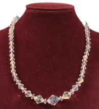 AB Crystal Choker Necklace Graduated Stones Hook Close Stunning - $12.19
