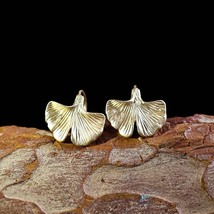 Bohemian Geometric Gold Color Ginkgo Biloba Leaf Shape Drop Earrings for Women S - £7.38 GBP