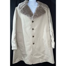 Vintage London Fog Faux Fur Lined Mens Short Tan Trench Coat Size 46R - £29.87 GBP