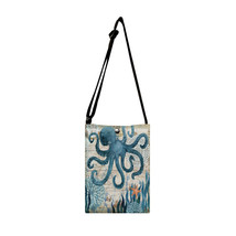 Crossbody Canvas Shoulder Bag Vintage Seahorse Turtle Octopus Print Small Messag - £13.77 GBP