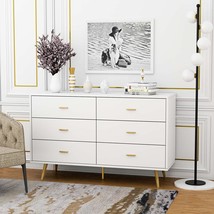 Jozzby White Dresser, 6 Drawer Dresser For Bedroom With Wide Drawers And Metal - £163.39 GBP