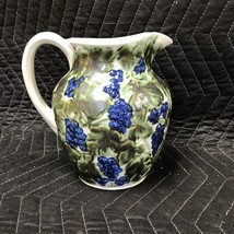 MCM John B Taylor Ceramics Water Pitcher Vase Hand Painted Grapes Excell... - $32.67