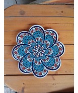Turkish Patterned Flower Stoneware Trivet Red White Blue Folk Art Cottag... - $274.48 MXN