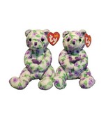 Set of 2 TY Beanie Baby CORSAGE the Bear 7&quot; Stuffed Animal Toy - £10.83 GBP