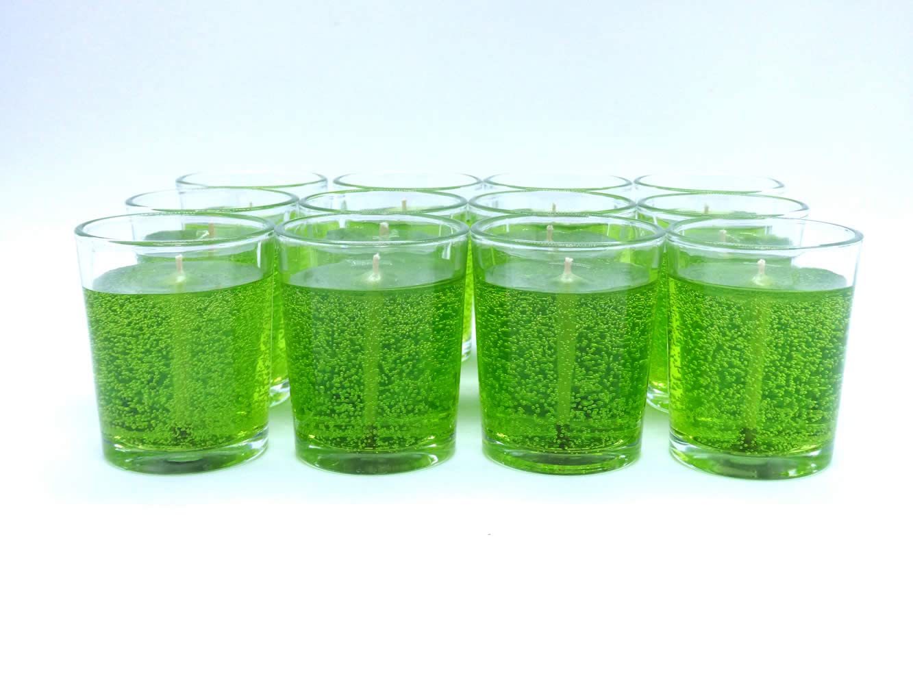 12 Lime Green Color Unscented Mineral Oil Based Candle Votives up to 25 Hour Eac - $43.60