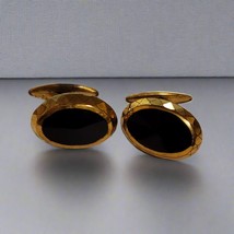 Vintage Black &amp; Gold Tone Cufflinks - $8.91