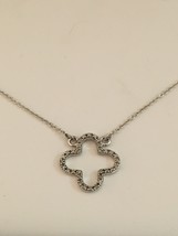  Sterling Silver Diamond Necklace Silver 1/10 CT Circular Cross  - £72.34 GBP