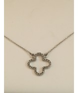  Sterling Silver Diamond Necklace Silver 1/10 CT Circular Cross  - £71.90 GBP