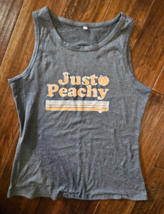 Just Peachy Graphic Racerback Tank Top Women&#39;s Size Lg Gray/Orange - €10,16 EUR