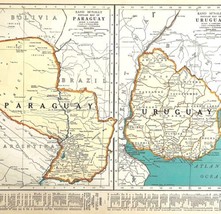 Uruguay Paraguay South America 1935 Map Argentina Brazil 14 x 11&quot; LGAD99 - £39.30 GBP