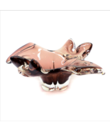 Vintage Hand Blow Murano Purple Brown Free Form Art Glass Candy Dish Bow... - $53.43