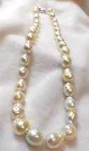 White and Golden South Sea Multi-Color Baroque Pearl necklace X&#39;mas gift - £1,060.69 GBP
