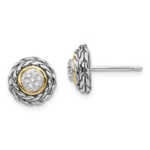 Shey Couture Silver Antiqued with 14K Accent Diamond Post Earrings QTC654 - $174.03