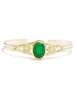 Green Onyx Oval Cut Gemstone 925 Silver Handmade Open Cuff Bangle Green ... - $17.76 CAD