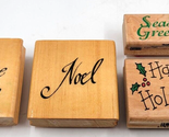 Christmas Greetings Noel Happy Holidays Rubber Ink Stamp Card Crafting L... - $10.00
